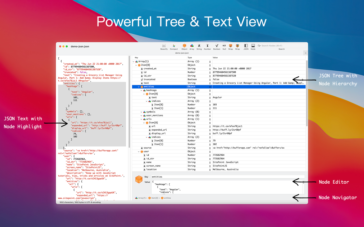 Power JSON Editor for Mac - TickPlant