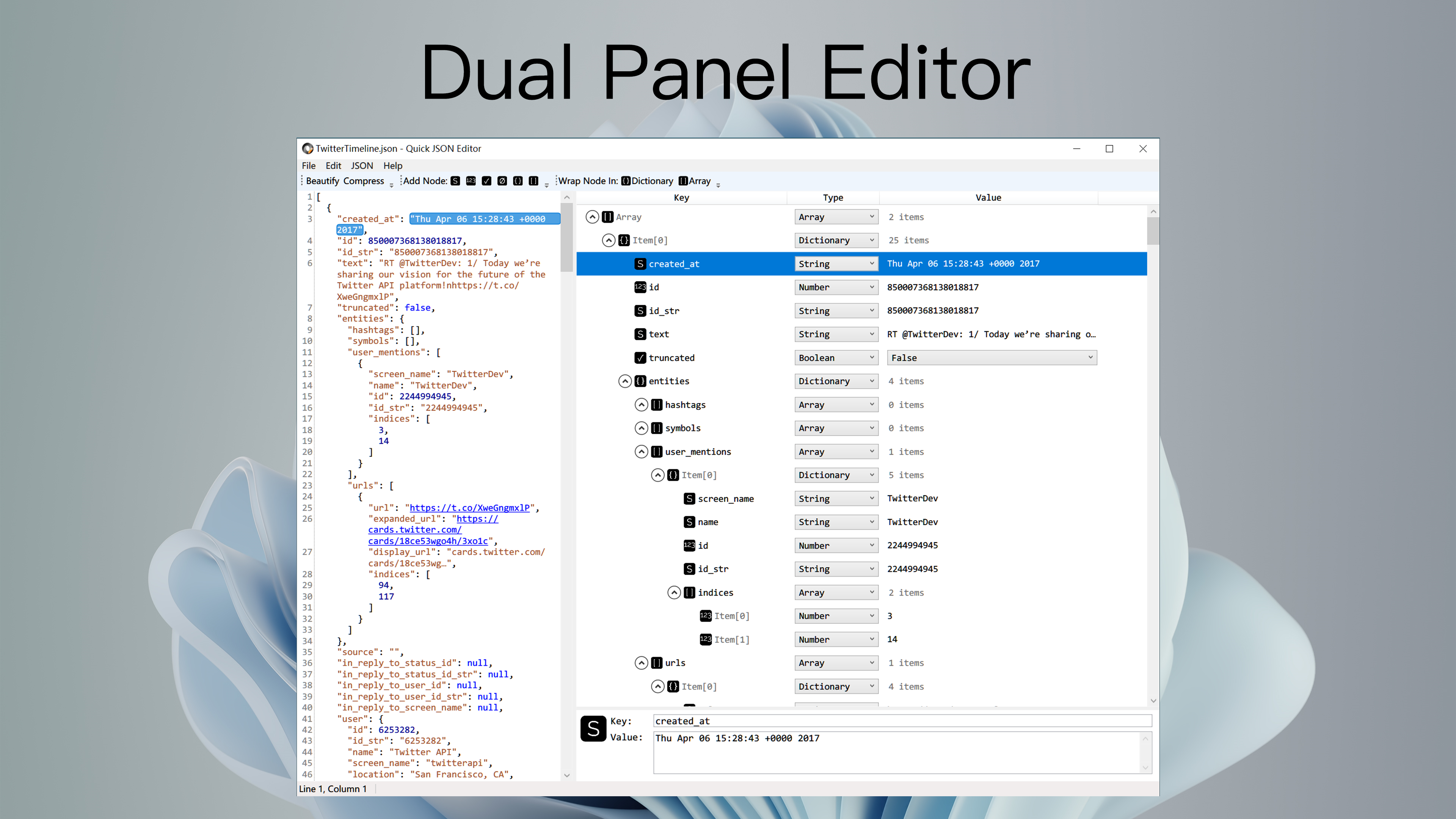 Quick JSON Editor for Windows - TickPlant